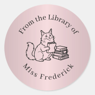 Aus der Bibliothek von Etiketten, Katzenlehrer-Auf Runder Aufkleber