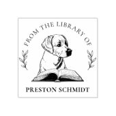 Aus der Bibliothek von | Hund mit Book Elegant Blä Gummistempel (Prägung)