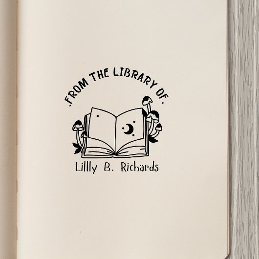 Aus der Bibliothek von [Ihr Name] - Magisches Buch Gummistempel