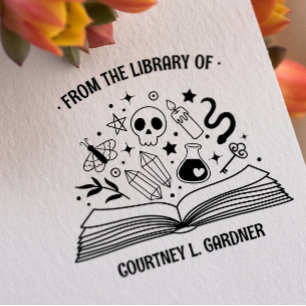 AUS DER BIBLIOTHEK VON IHREM NAMEN MAGIC BOOK GUMMISTEMPEL
