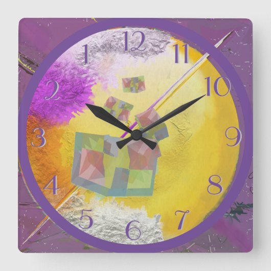 Aus der Ferne rückwärts-Uhr Quadratische Wanduhr (Vorderseite)