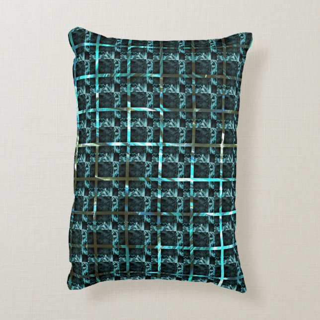 Aus der Ferne sieht man Cyan Fish-Skala, eng Schac Dekokissen (Rückseite(Vertikal))