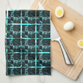 Aus der Ferne sieht man Cyan Fish-Skala, eng Schac Geschirrtuch (Viertel Falte)