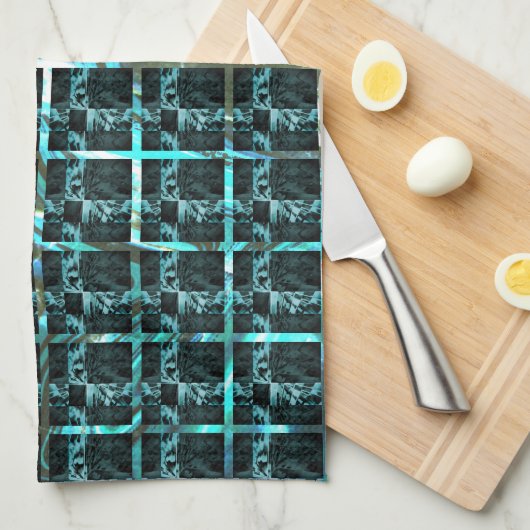 Aus der Ferne sieht man Cyan Fish-Skala, eng Schac Geschirrtuch (Viertel Falte)