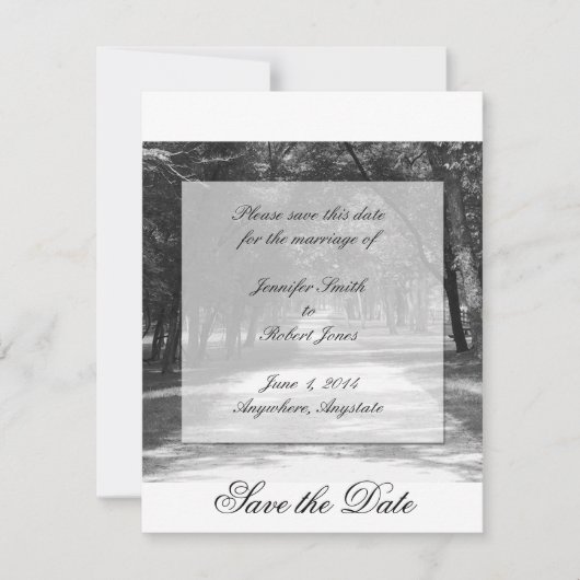 Aus der geschlagenen Pfad Save the Date Karte (Vorderseite)