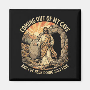 Aus der Höhle kommendes T-Shirt Jesus Christliche  Magnet