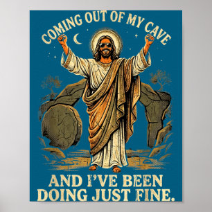 Aus der Höhle kommendes T-Shirt Jesus Christliche  Poster