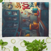 Aus der Küche bleibe - Spaß und lebendiges Handtuc Geschirrtuch (Gefaltet)