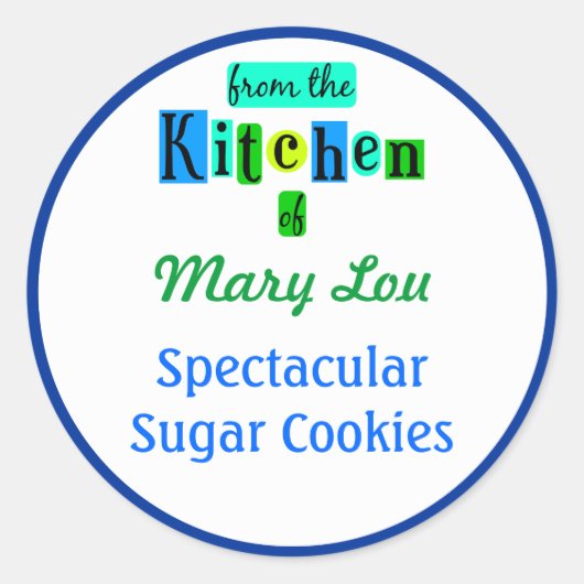 Aus der Küche der blauen grünen Backkleber Runder Aufkleber (Vorderseite)