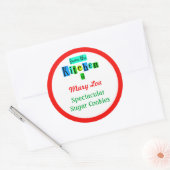 Aus der Küche der roten grünen Backkleber Runder Aufkleber (Umschlag)