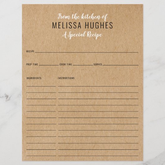 Aus der Küche der rustikalen Kraft-Rezept-Karte (Vorderseite)
