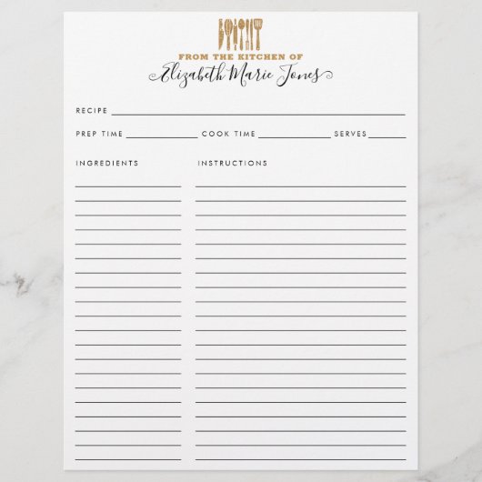 Aus der Küche des Glitzer Utensils Rezept (Vorderseite)