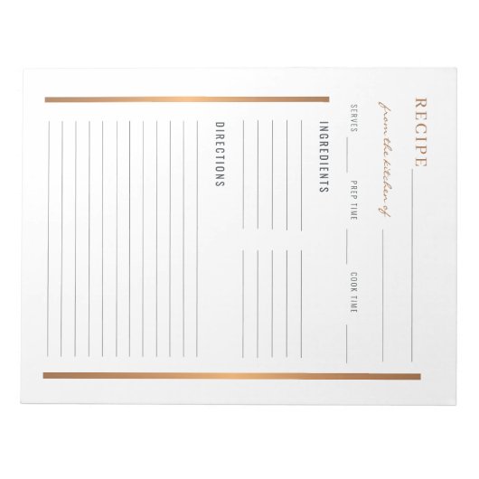 Aus der Küche des leeren Rezept Blatt elegant Notizblock (Vorderseite)