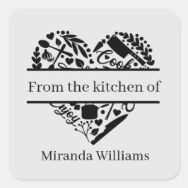 Aus der Küche des Namens hinzufügen Quadratischer Aufkleber
