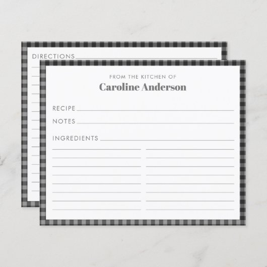 Aus der Küche des Namens Schwarze Karierte Rezept  (Vorne/Hinten)