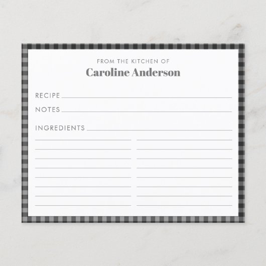 Aus der Küche des Namens Schwarze Karierte Rezept (Vorderseite)