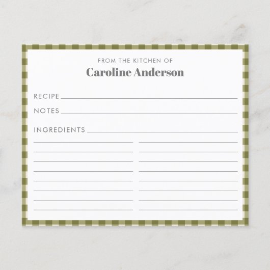 Aus der Küche des Olivenöls Karierte Rezeptionskar (Vorderseite)