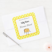 Aus der Küche des Retro-Brotes Slice auf Kariert Quadratischer Aufkleber (Umschlag)