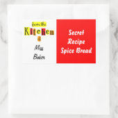 Aus der Küche des Retro-Rot-Gelben Backtafels Rechteckiger Aufkleber (Tasche)