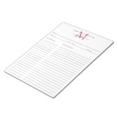 Aus der Küche des rosa Monogramm Rezept Blatt Notizblock (angewinkelt)