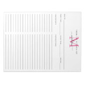 Aus der Küche des rosa Monogramm Rezept Blatt Notizblock (Vorderseite)