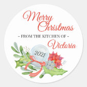 Aus der Küche frohe Weihnachten Runder Aufkleber (Vorderseite)