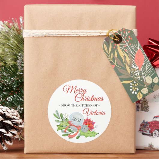 Aus der Küche frohe Weihnachten Runder Aufkleber (Feiertag)