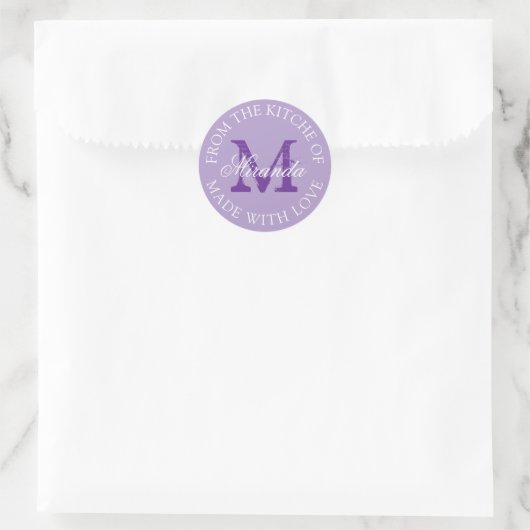 Aus der Küche mit Liebe monogrammiert Runder Aufkleber (Tasche)