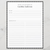 Aus der Küche | Schwarz-Grau-Karierte Rezeptorseit (Vorderseite)