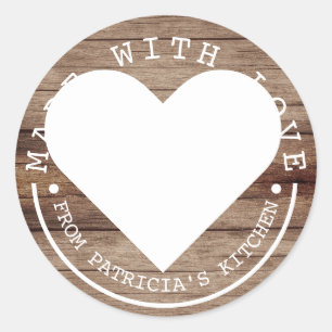 Aus der Küche von - aus Liebe rustikalem Holz Runder Aufkleber