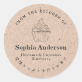Aus der Küche von Cupcake Kraft Papier rustikal Runder Aufkleber (Vorderseite)
