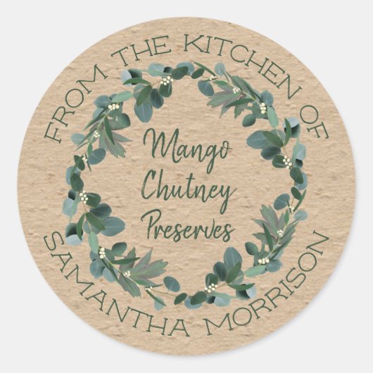 Aus der Küche von | Eukalyptus Goodies Label Runder Aufkleber (Vorderseite)