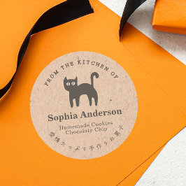 Aus der Küche von Halloween Black Cat Kraft Runder Aufkleber