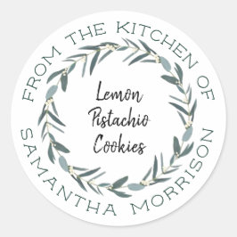 Aus der Küche von | Modern Eukalyptus Wreath Runder Aufkleber