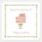 Aus der Küche von | Pink Cake Square Sticker (Vorderseite)