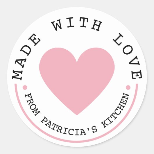 Aus der Küche von - rosa Herz aus Liebe Runder Aufkleber (Vorderseite)