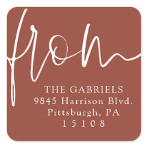 Aus der modernen Schrift Terrakotta-Rücksendeadres