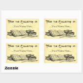 Aus der Sammlung alter Bücher Quill Buchzeichen Rechteckiger Aufkleber (Blatt)