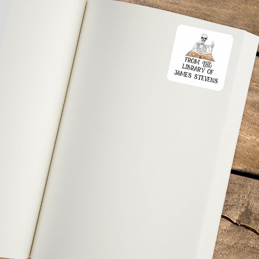 Aus der Skelettbücherei Lover Buchzeichen Quadratischer Aufkleber