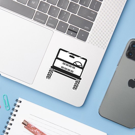 Aus der Straße Aufkleber (Laptop mit iPhone)