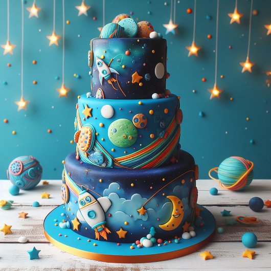 AUS DIESEM WELTKROCKETS KINDERGEBURTSTAG CAKE KARTE