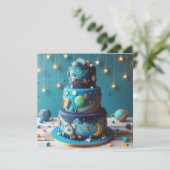 AUS DIESEM WELTKROCKETS KINDERGEBURTSTAG CAKE KARTE (Stehend Vorderseite)