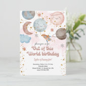 Aus diesem Weltraum-Abenteuer-Kindergeburtstag Einladung (Stehend Vorderseite)