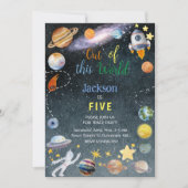 Aus diesem Weltraum-Abenteuer-Kindergeburtstag Einladung (Vorderseite)