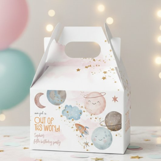 Aus diesem Weltraum-Abenteuer-Kindergeburtstag Geschenkschachtel