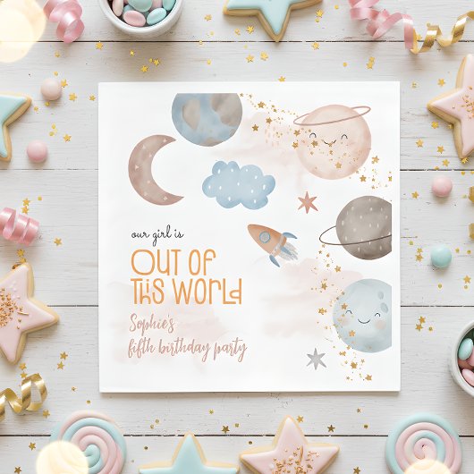 Aus diesem Weltraum-Abenteuer-Kindergeburtstag Serviette