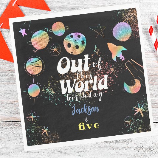 Aus diesem Weltraum-Abenteuer-Kindergeburtstag Serviette