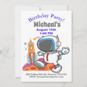 Aus dieser Welt Astronauten Junge Geburtstag Einladung (Vorderseite)