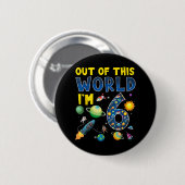 Aus dieser Welt bin ich 6 Space Rocket Birthday Te Button (Vorne & Hinten)