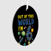 Aus dieser Welt bin ich 6 Space Rocket Birthday Te Ornament (Vorderseite)
